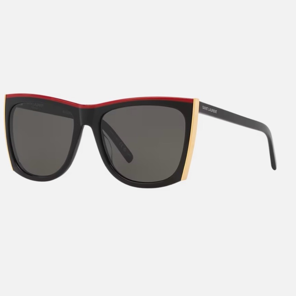 Saint Laurent Black, Red, and Gold Women's Sunglasses